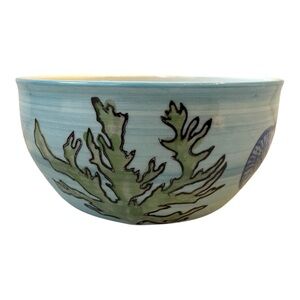 Yokohama Studio Hand Painted Bowl 5” Sea Horse Ocean Coastal Nautical Blue Kelp